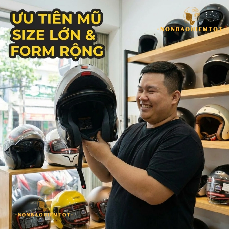 Ưu tiên mũ có size lớn và form rộng
