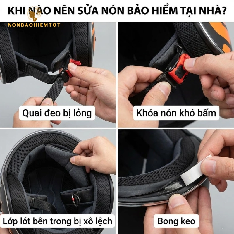 Những trường hợp có thể tự sửa mũ bảo hiểm tại nhà