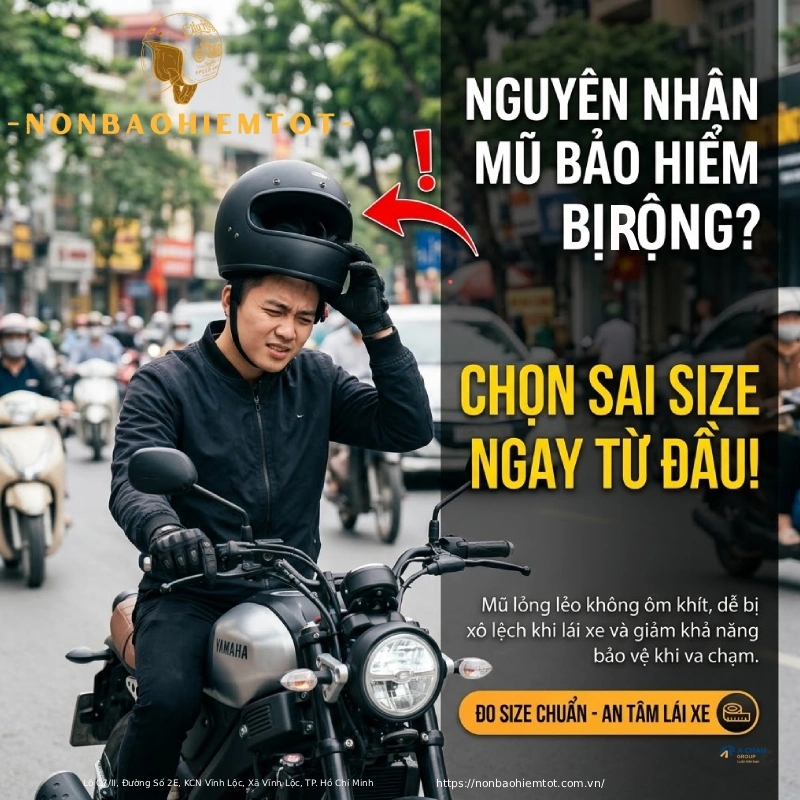 Mũ bảo hiểm bị rông là do chọn sai size ngay từ đầu