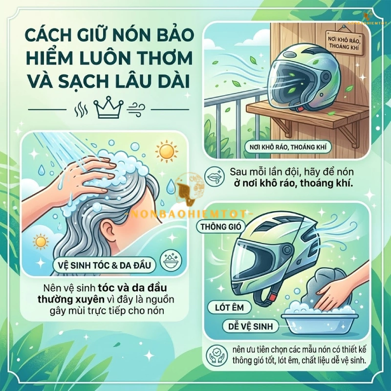 Cách giữ nón bảo hiểm luôn thơm và sạch lâu dài