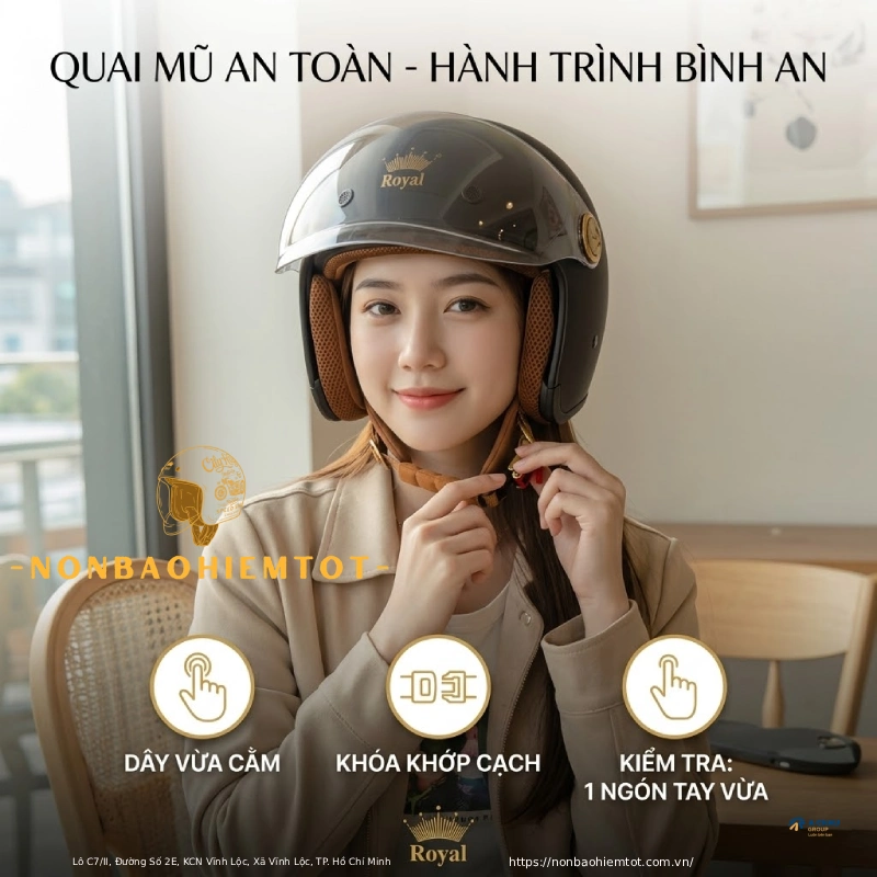 Điều chỉnh lại dây quai là cách khắc phục mũ bảo hiểm bị rộng hiệu quả