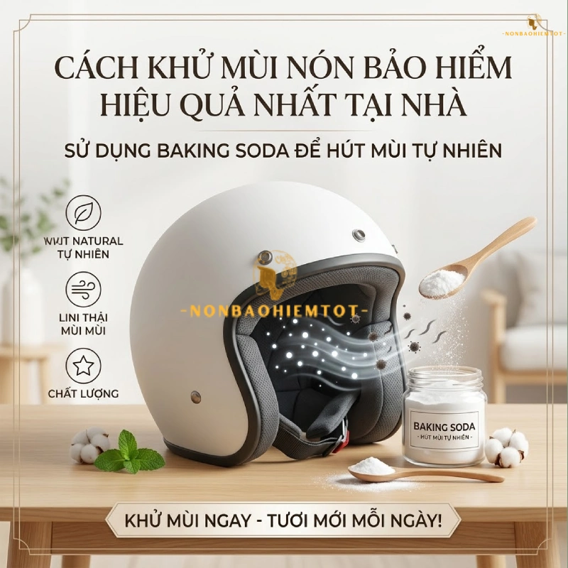 Cách khử mùi nón bảo hiểm bằng banking soda