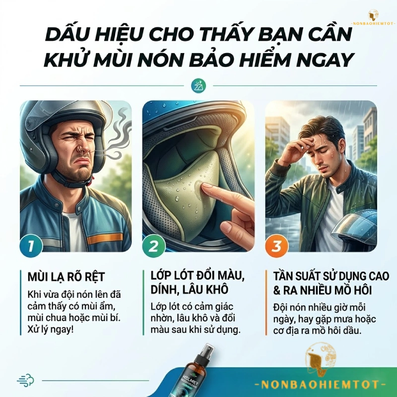 Dấu hiệu cho thấy bạn cần khử mùi nón bảo hiểm ngay
