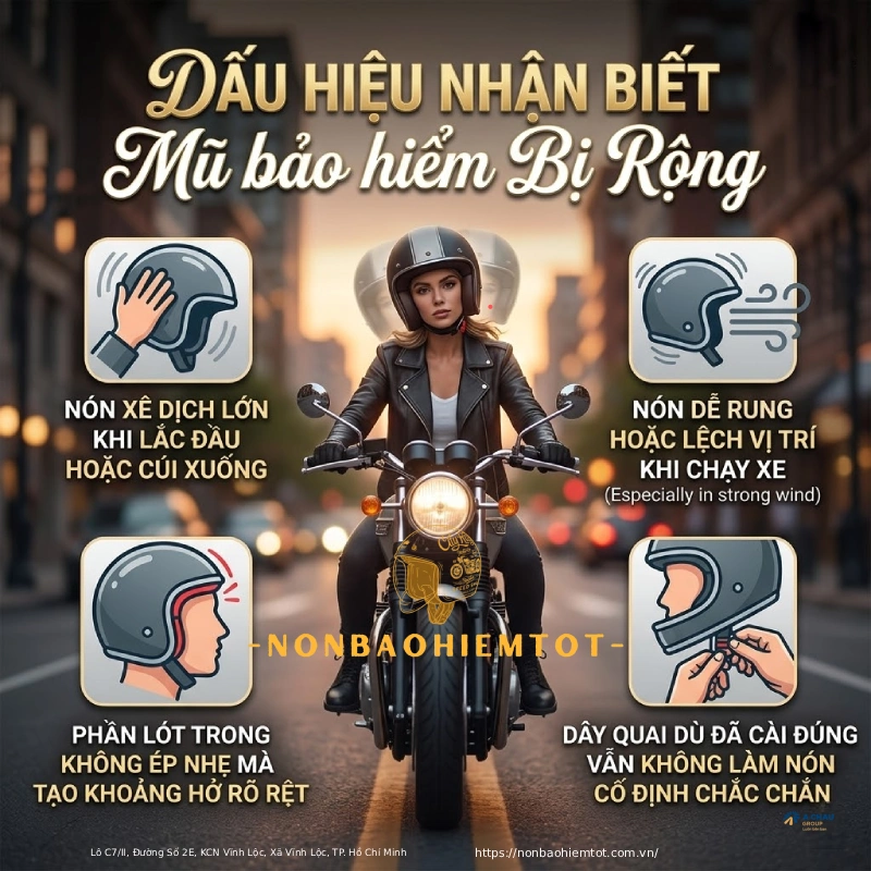 Dấu hiệu nhận biết mũ bảo hiểm bị rộng