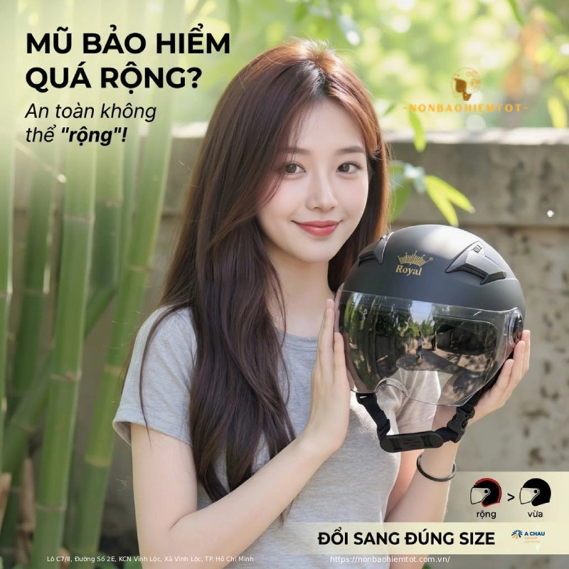 Sửa mũ bảo hiểm bị rộng bằng cách đổi size nón khác