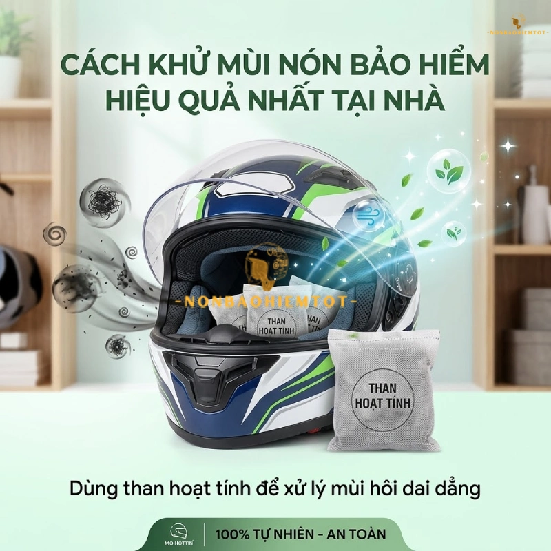 Dùng than hoạt tính để khử mùi hôi mũ bảo hiểm dai dẳng