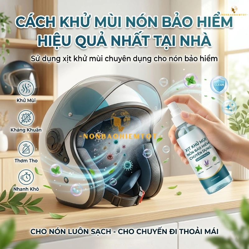 Cách khử mùi nón bảo hiểm bằng bình xịt chuyên dụng