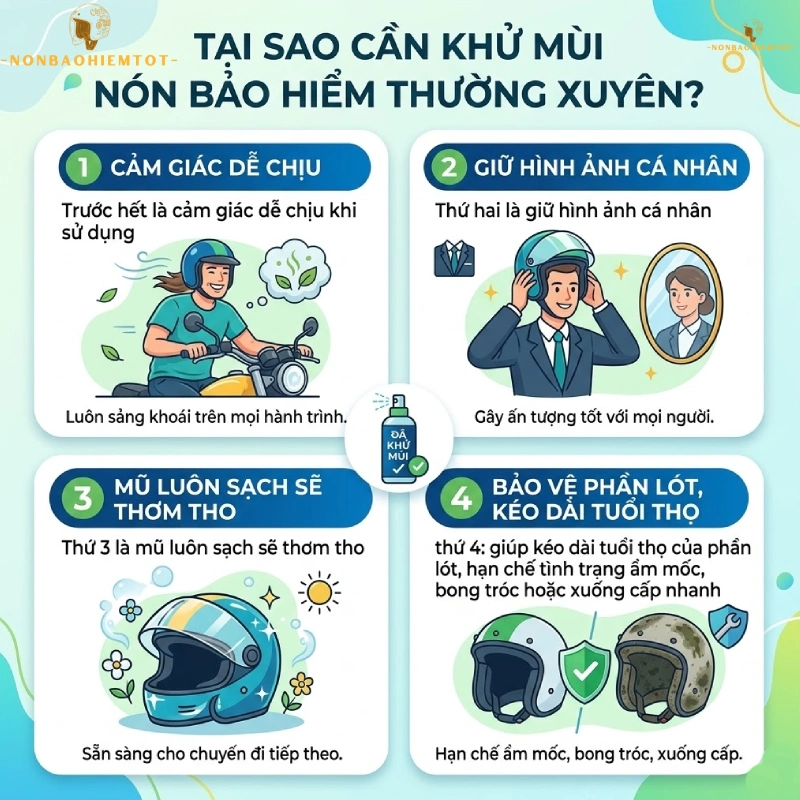 Tại sao cần khử mùi nón bảo hiểm thường xuyên?