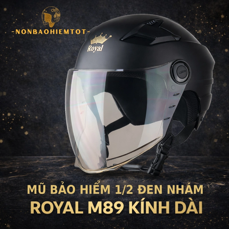 Mũ bảo hiểm 1/2 đen nhám M89