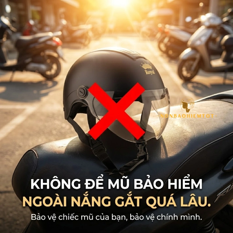 bảo quản mũ bảo hiểm đúng cách là Không để mũ ngoài nắng gắt quá lâu