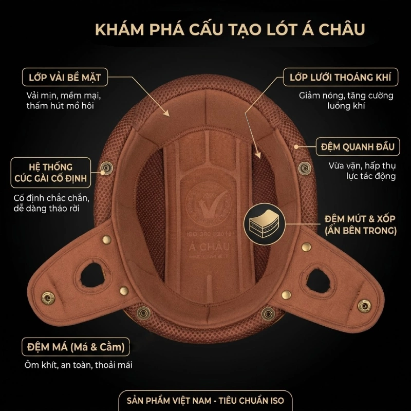 Lót mũ bảo hiểm đạt chuẩn