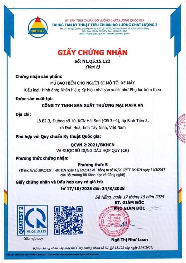 Mũ bảo hiểm Royal có tốt không? Giấy chứng nhận QCVN 2:2021 BKHCN