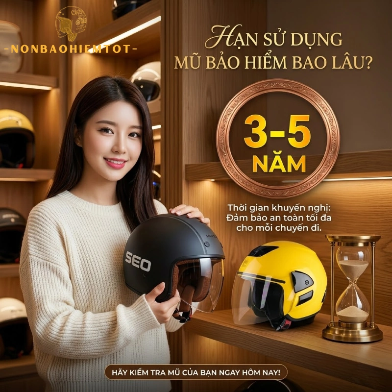 Hạn sử dụng mũ bảo hiểm bao lâu?