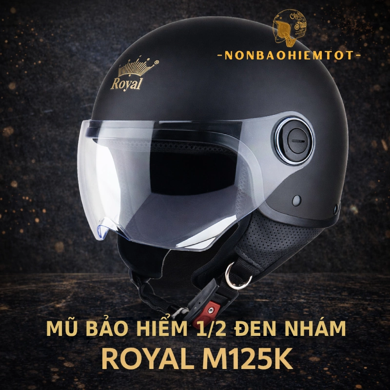Mũ bảo hiểm 1/2 đen nhám Royal M125K