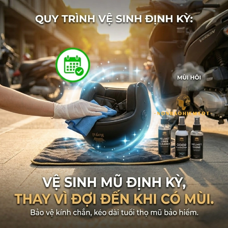 Vệ sinh mũ định kỳ thay vì đợi đến khi có mùi