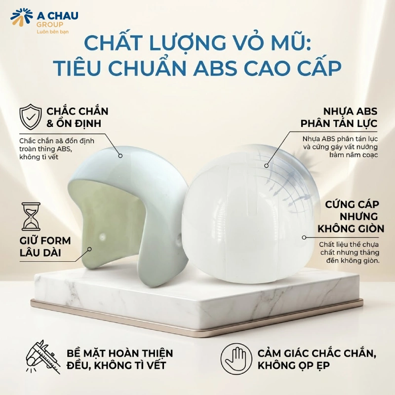 Vỏ nón bảo hiểm đạt chuẩn được làm từ nhựa ABS
