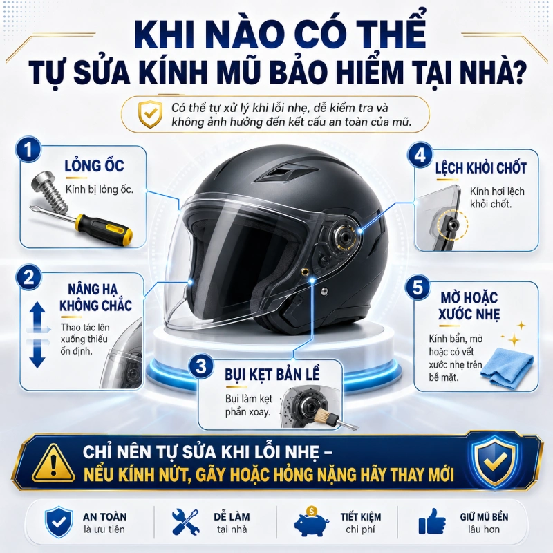 Khi nào cần sửa kính mũ bảo hiểm