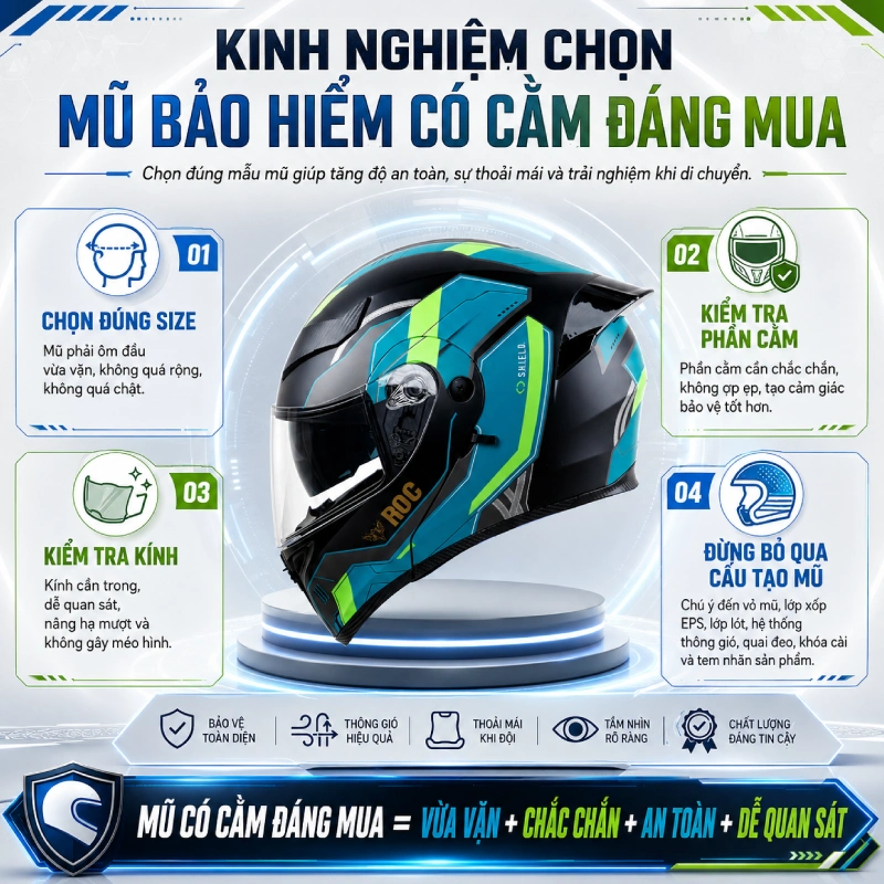 Kinh nghiệm chọn mũ bảo hiểm có cằm đáng mua