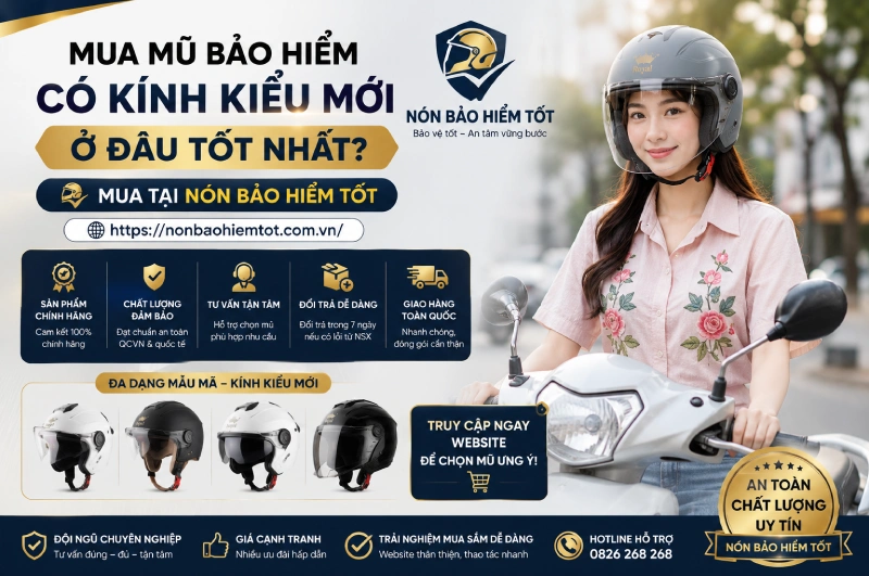 Mua mũ bảo hiểm có kính chắn gió kiểu mới ở nón bảo hiểm tốt đáng tin cậy nhất