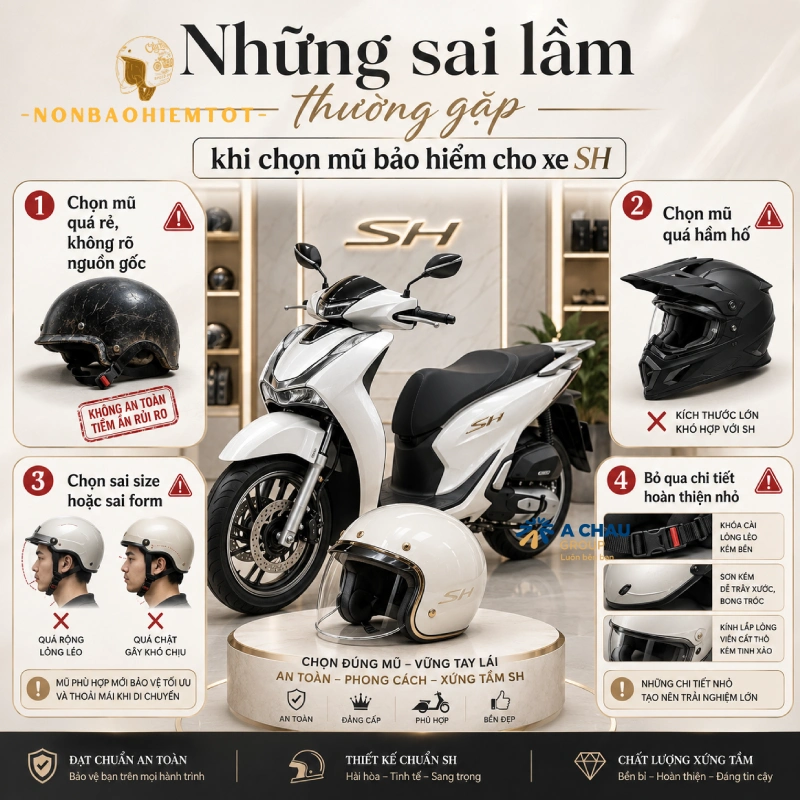 Những sai lầm thường gặp khi chọn mũ bảo hiểm cho xe SH