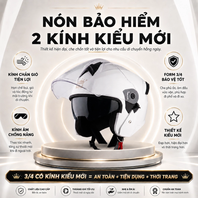 Nón bảo hiểm 2 kính kiểu mới