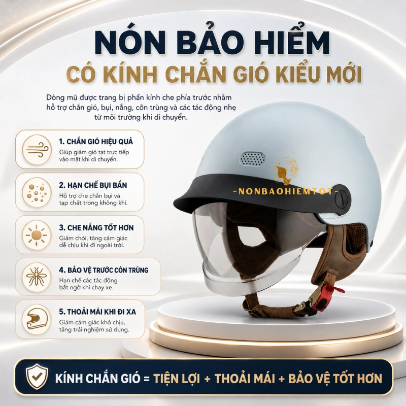 Nón bảo hiểm có kính chắn gió kiểu mới là gì?