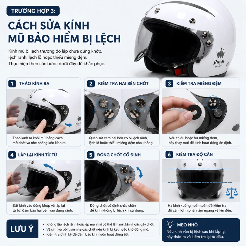 Cách sửa kính mũ bảo hiểm bị lệch