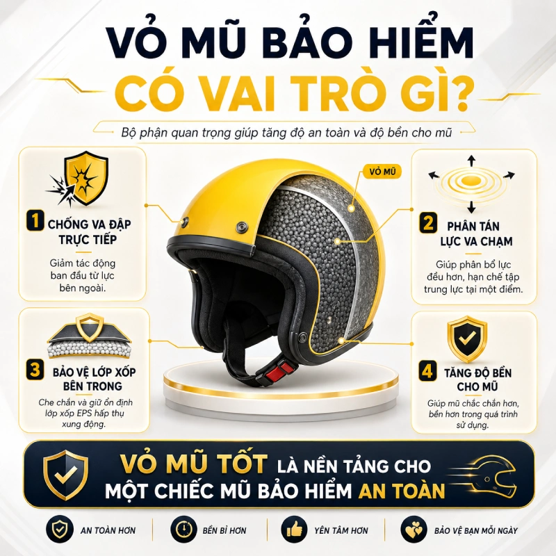 Vai trò của mũ bảo hiểm