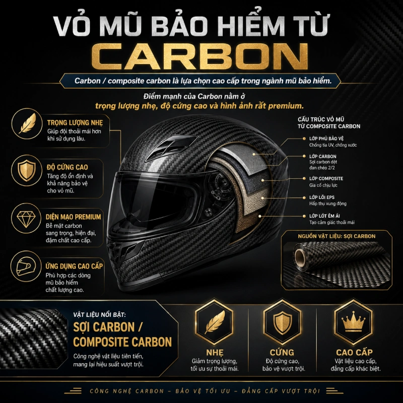 Vỏ mũ bảo hiểm làm từ Carbon