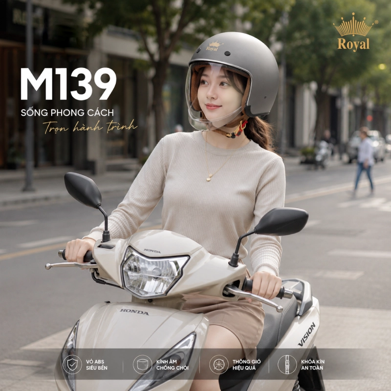 Các loại mũ bảo hiểm 3/4: Loại kính âm