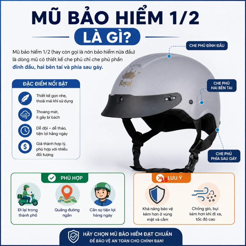 Nón bảo hiểm 1/2 là gì