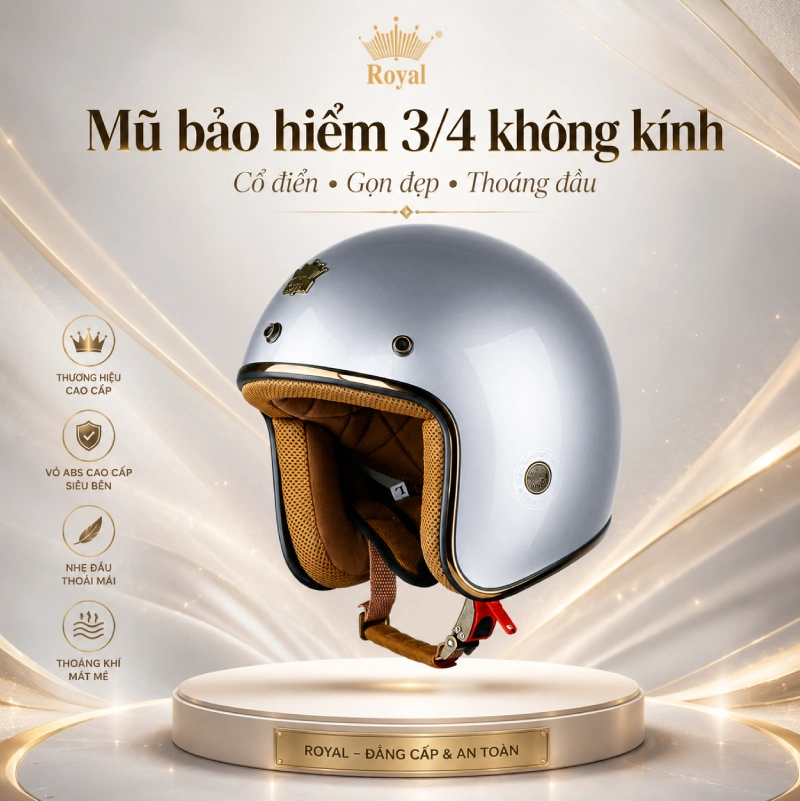 Các loại mũ bảo hiểm 3/4: Loại không kính