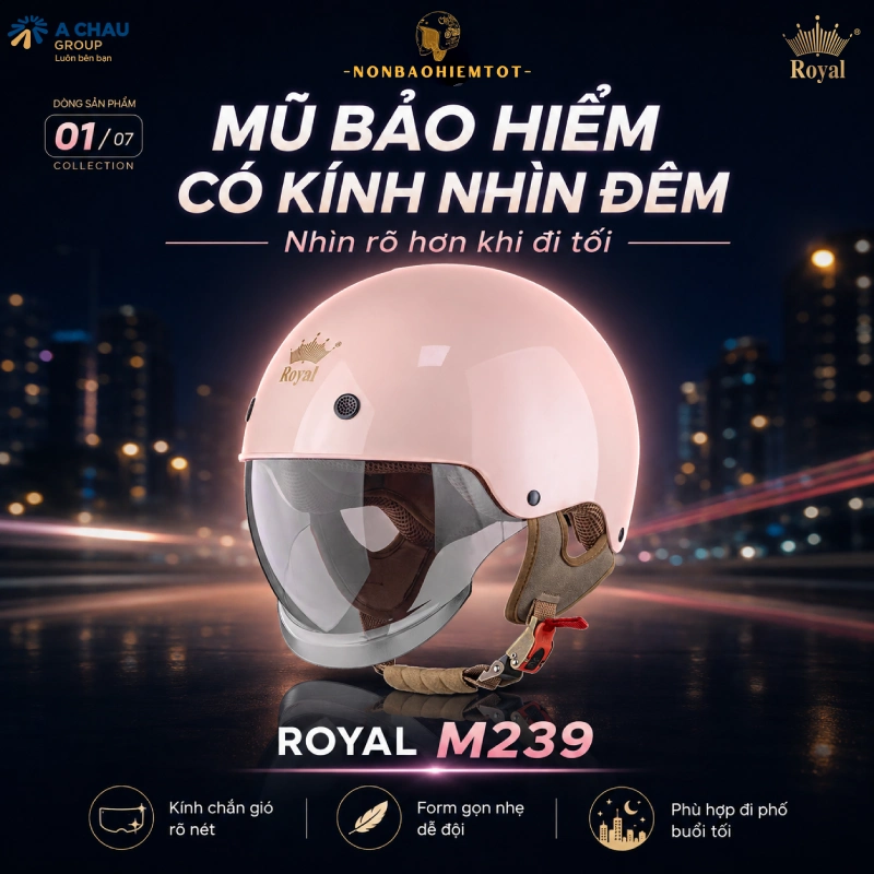 Mũ bảo hiểm kính nhìn đêm Royal M239