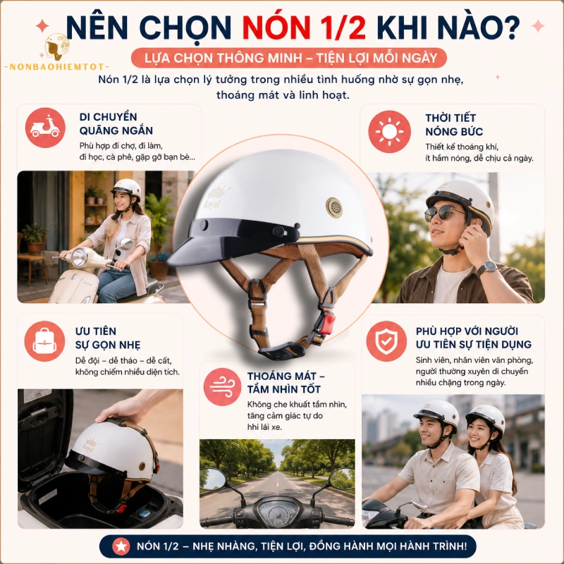 Nên chọn nón 1/2 khi nào?