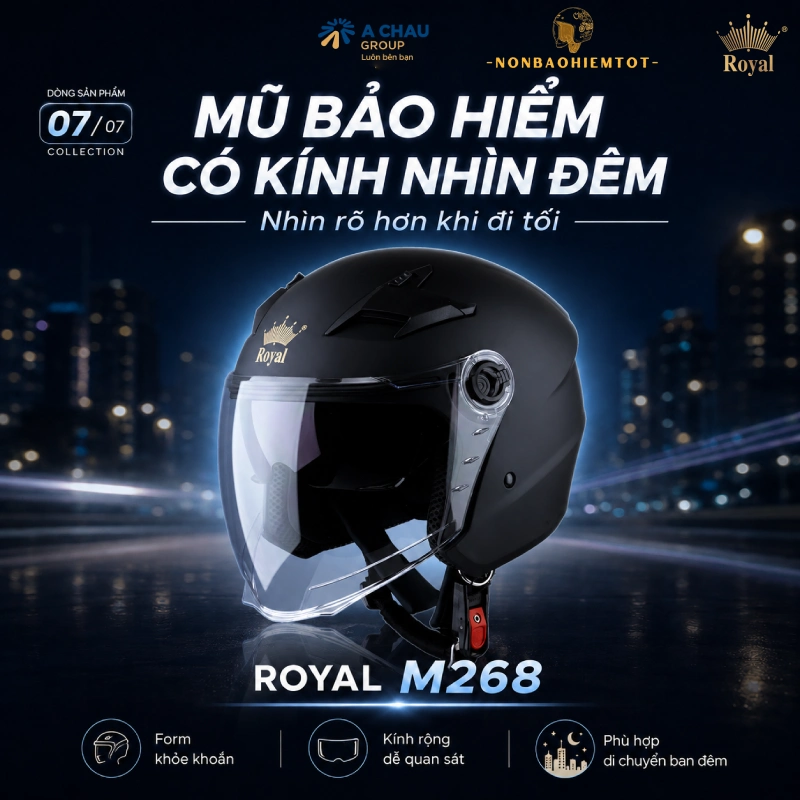 Mũ bảo hiểm kính nhìn đêm Royal M268