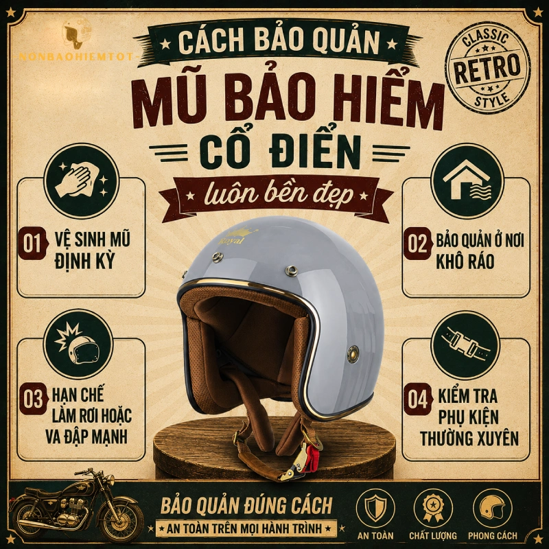 Cách bảo quản mũ bảo hiểm cổ điển luôn bền đẹp