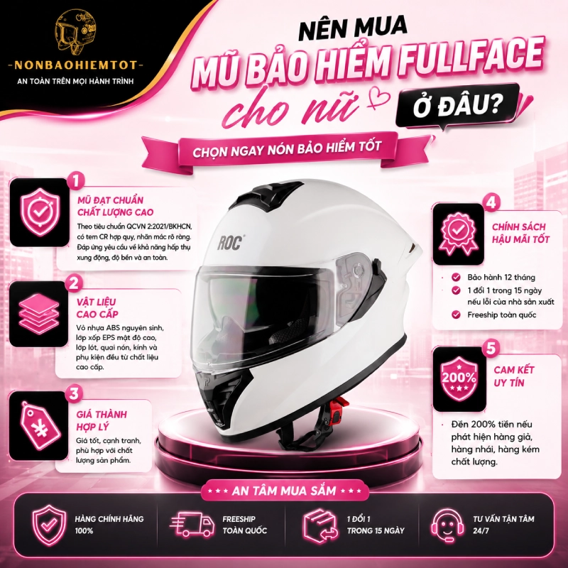 Nên mua mũ bảo hiểm fullface nữ ở đâu?
