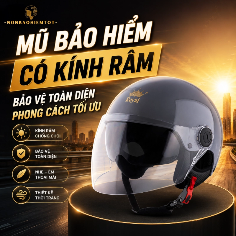 Mũ bảo hiểm có kính râm là dòng mũ được trang bị kính có màu tối, giúp hạn chế ánh sáng mạnh tác động trực tiếp vào mắt khi di chuyển ngoài trời.