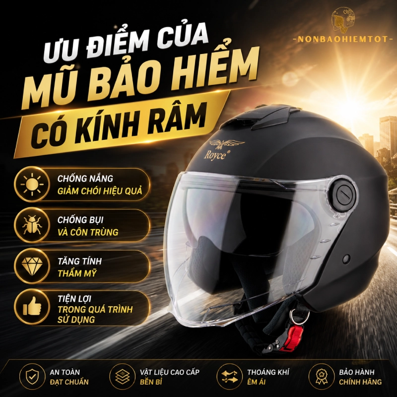 Ưu điểm của mũ bảo hiểm có kính râm