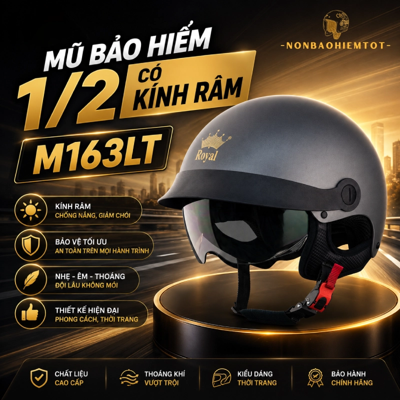 Mũ bảo hiểm 1/ 2 có kính râm: M163LT