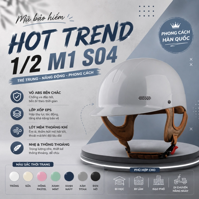 Mũ bảo hiểm hot trend 1/2 M1 S04