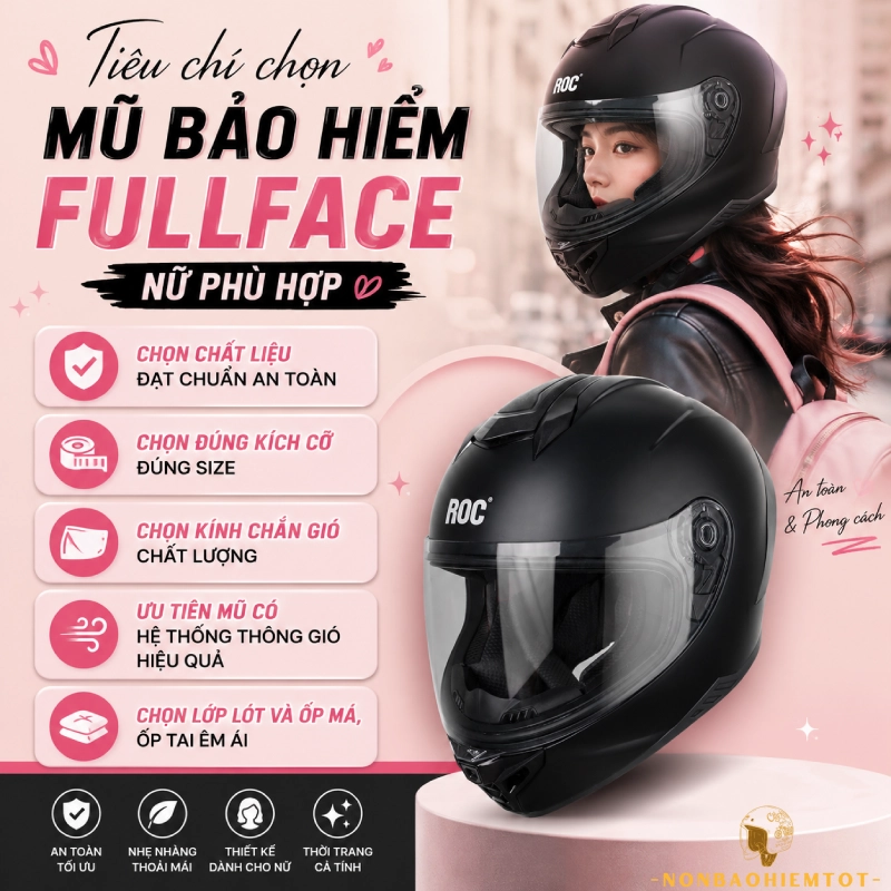 Tiêu chí chọn mũ bảo hiểm fullface cho nữ