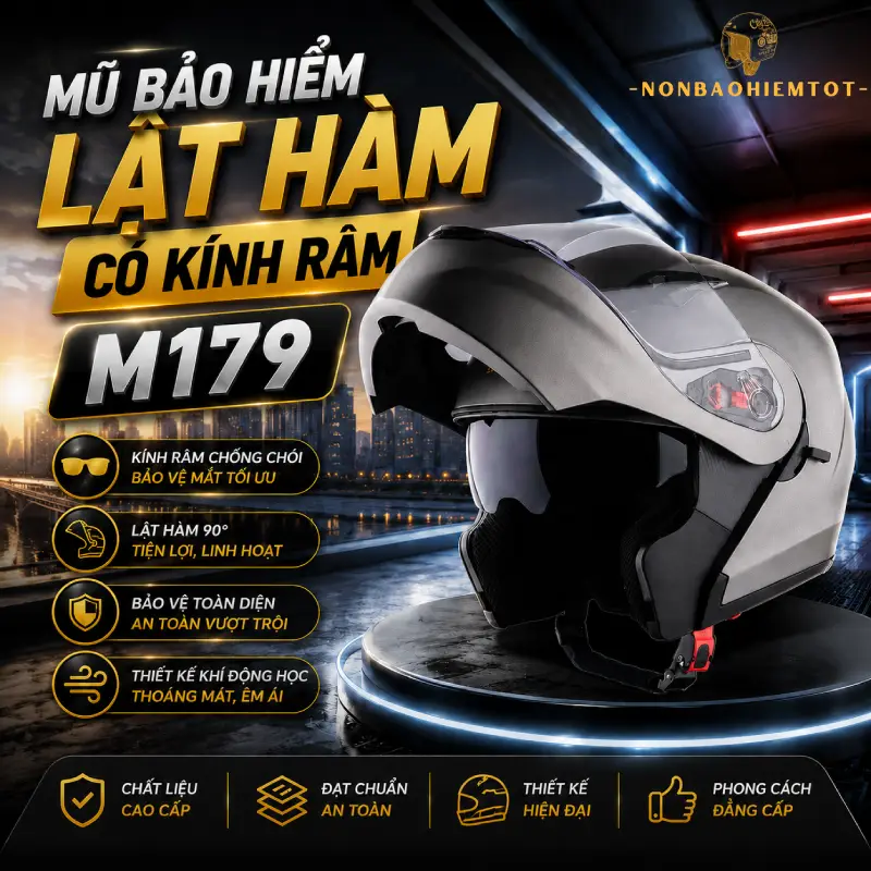 Mũ bảo hiểm lật hàm có tích hợp kính râm: M179