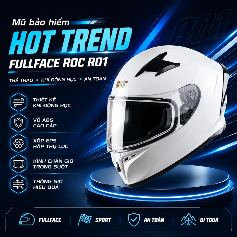 Mũ bảo hiểm hot trend Fullface ROC R01