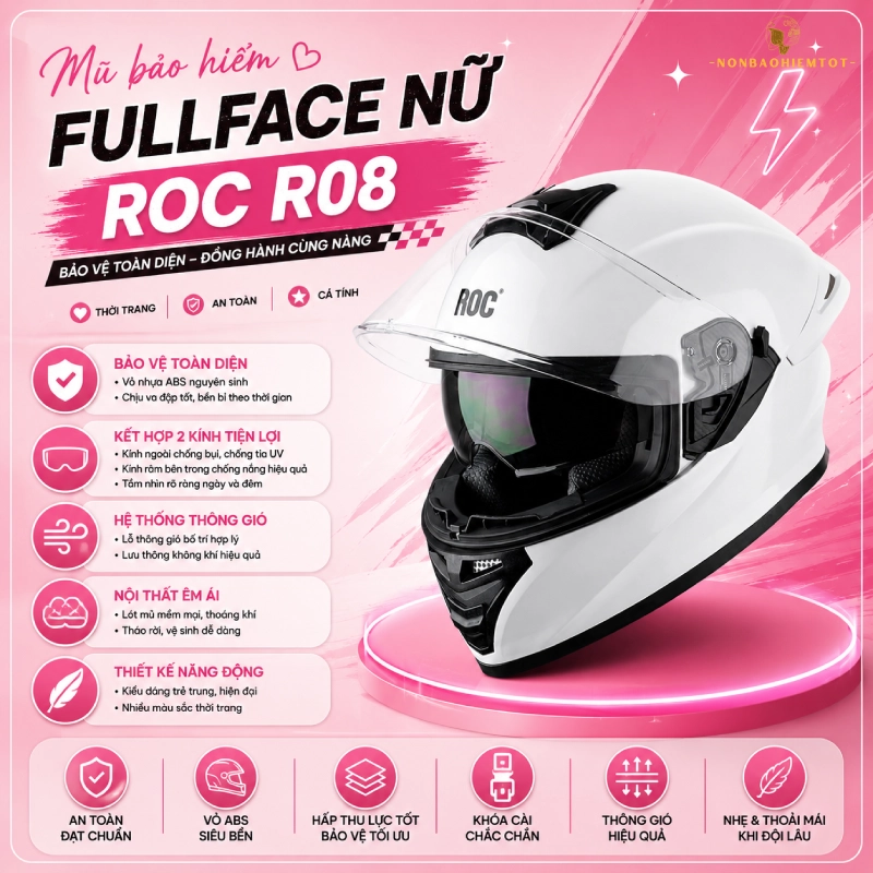 Mũ bảo hiểm fullface ROC R08