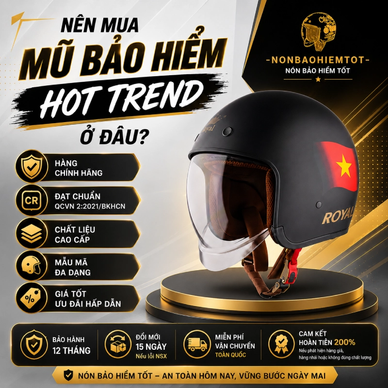 Nên mua mũ bảo hiểm hot trend ở đâu?
