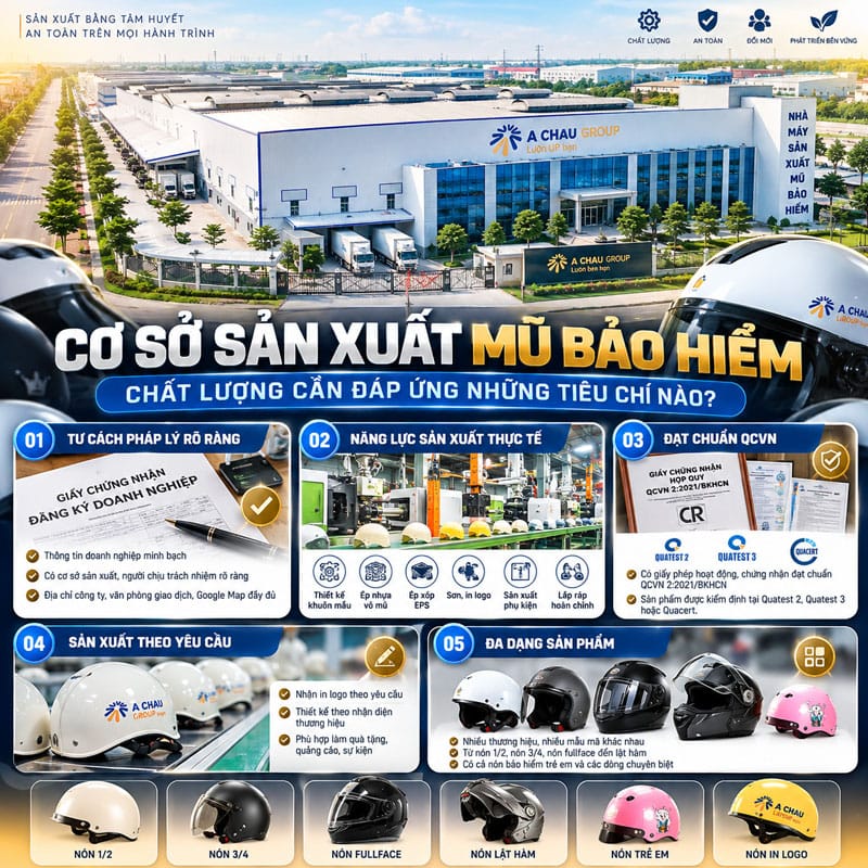 Cơ sở sản xuất mũ bảo hiểm chất lượng cần đáp ứng những tiêu chí nào?
