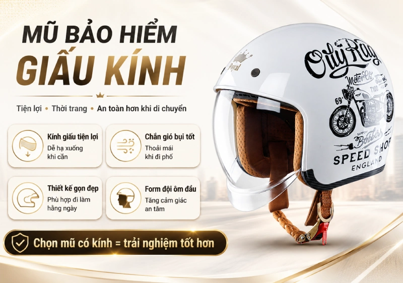Top 7 mũ bảo hiểm giấu kính tốt nhất hiện nay