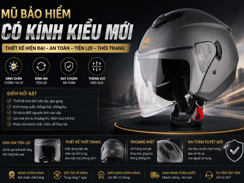 Nón bảo hiểm có kính chắn gió kiểu mới