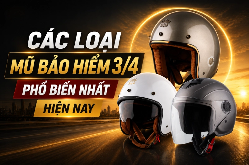 Các loại mũ bảo hiểm 3/4 hiện nay